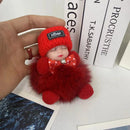 Sleeping Baby Keychain Cute Soft Fluffy Plush Doll Key Ring Women Girl Bags Pendant Backpack Accessories Gifts