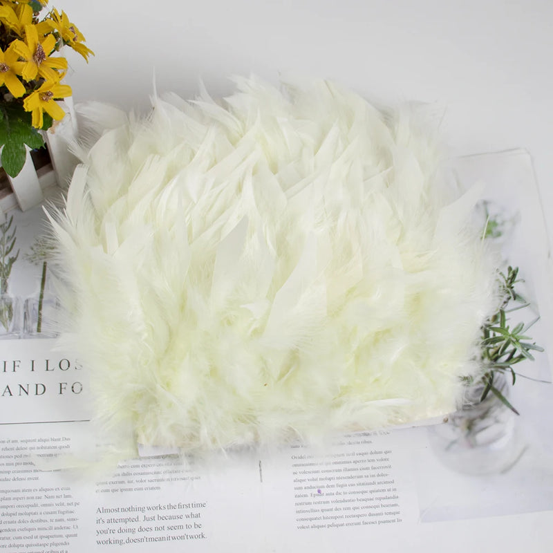 1 Meter Natural Turkey Feathers Trims 10-15cm for Sewing Ribbon Clothing Fringe Plumes Decoration DIY Crafts Wedding Party Dress