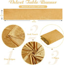 4Pcs-29x120 Inches Gold Velvet Table Runner, 10ft Luxurious Wedding Reception Decorations Soft Velvet Fabric Table Linen Overlay