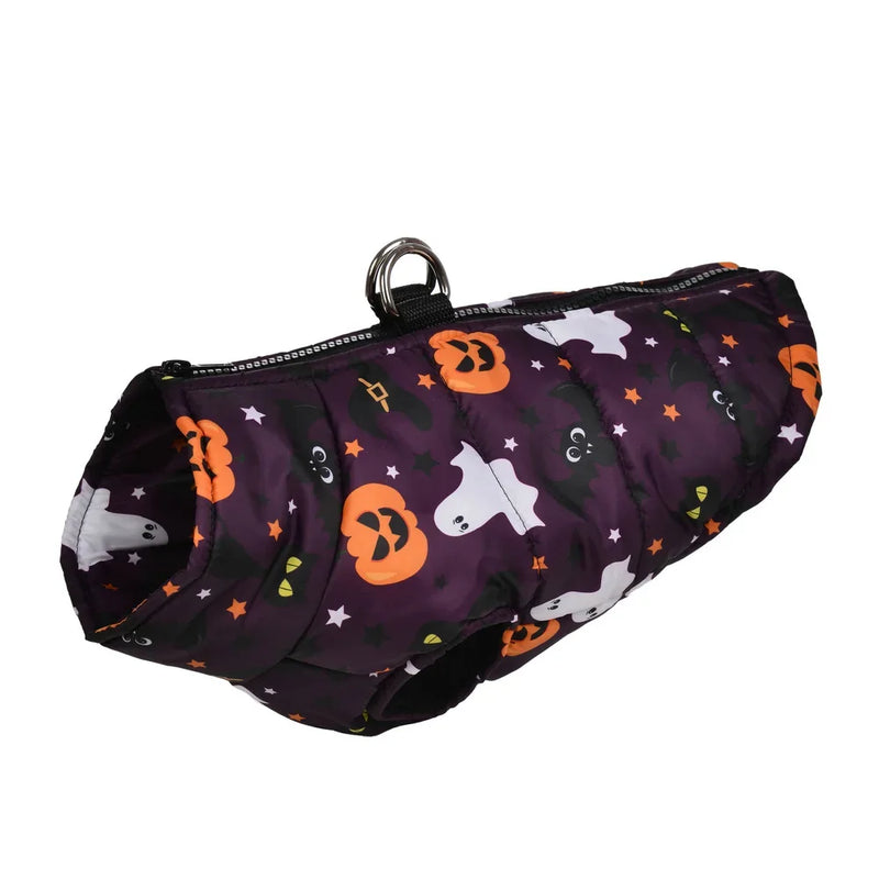 Halloween Pet Dog Costume Winter Warm Clothes For Small Medium Dogs Cat Funny Pumpkin Print Jacket Puppy Vest Coat Festival Gift