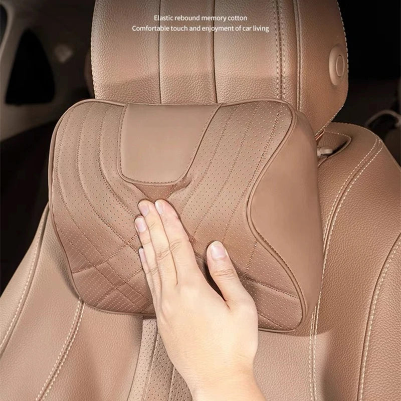 Car Leather Headrest Universal Car Seat Neck Pillow Rest Support Cushion Memory Foam Head Support Rest Protector Car Accessories