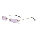 XaYbZc Narrow Sunglasses Men Rimless Summer 2025 Red Blue Black Rectangular Sun Glasses For Women Small Face Hot Selling