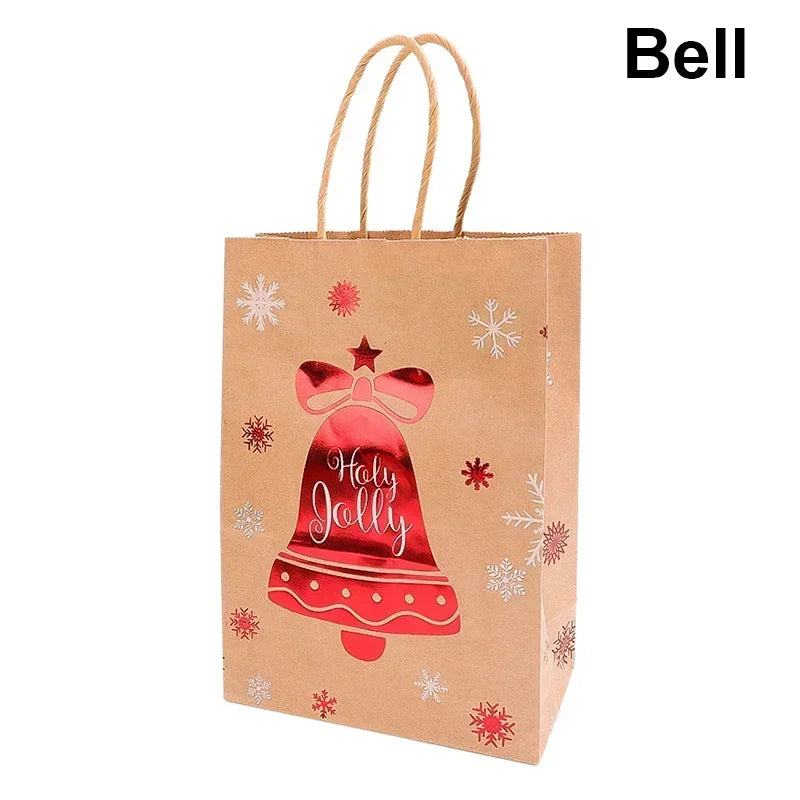 Christmas Kraft Paper Gift Bag Cartoon Santa Claus Snowman Candy Bags Packaging Pouches Party Home Decoration Supplies Wholesale