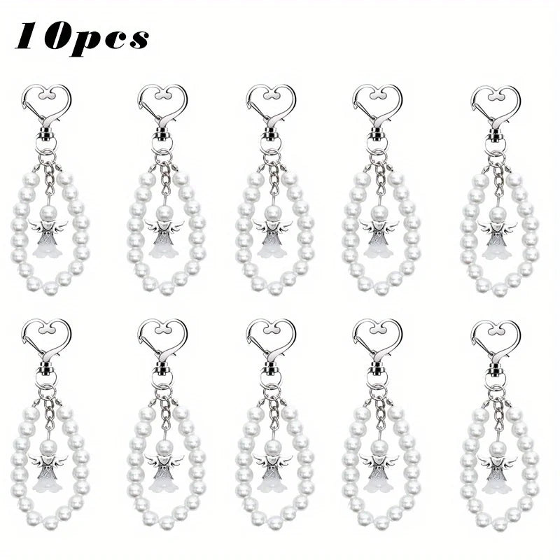 10 Pcs Cute Angel Keychains with Favor Boxes and Thank You Cards Baptism Bridal Shower Wedding Gender Reveal Party