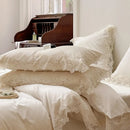 4/7Pcs French Romantic Wedding Chic White Lace Bedding Set 1000TC Egyptian Cotton Ultra Soft Duvet Cover Bed Sheet Pillowcases