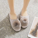 Haus Elegante Quaste Haarkugel Damen Hausschuhe Bequeme Stoff Schicke Damen Flache Schuhe Frühling Luxus Champagner Damen Pantoletten