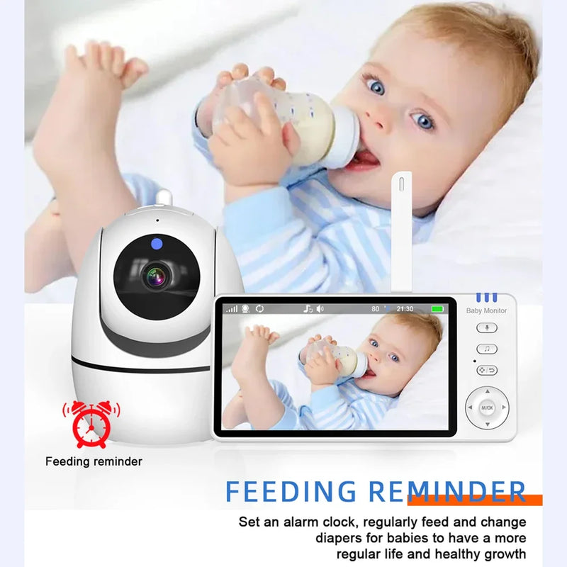 5.0" Video Baby Monitor With Pan Tilt 720P HD Camera 2.4G Wireless 2 Way Audio Night Vision Security Babysitter VOX Wake Lullaby