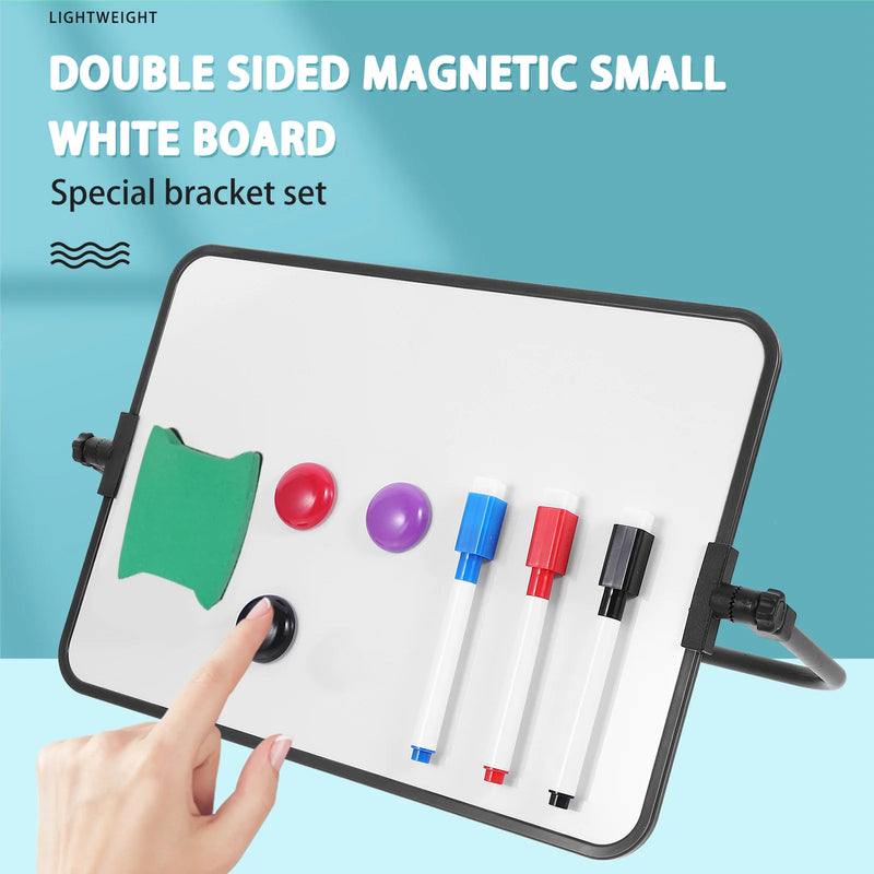 Double-Sided Magnetic Whiteboard Magnetic White Board Portable Calendar Office Note Message Stand (Blue) Writing Guest