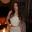 Mingmingxi Summer Cropped Top Women 2025 New Arrivals Elegant Lace Up Top Slim Beige Corset Top for Party Clubwear