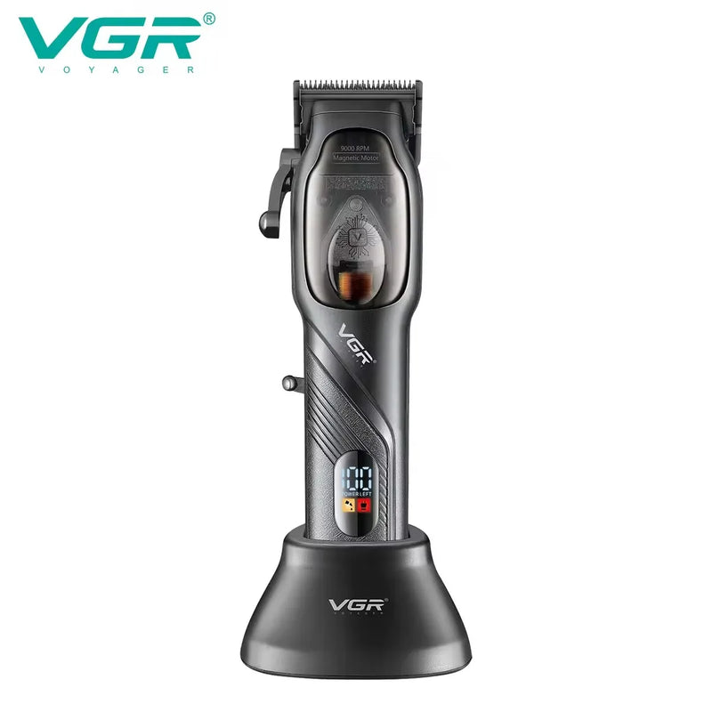 VGR Hair Clipper Professional Cordless Barber Trimmer Adjustable Portable Cutting Machine Digital Display Clipper for Men V-269