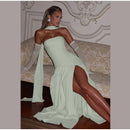 The Aurelian | Butter Yellow Mesh Strapless Pleated Evening Gown