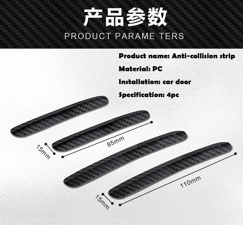 4pcs Universal Car Door strips Anti Scratch Sticker Carbon Fiber Edge Protective Strips Side Doors Moldings Scuff trim Stickers