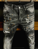 ICON BRAND dsq2 Men Jeans Denim Pants Hole Slim Pencil Trousers Metal Buttons Party Classics Fashionable Black D2 jeans