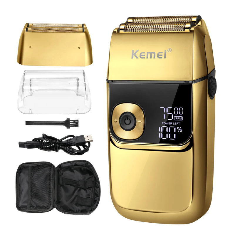 Kemei Electric Shaver KM-2028 2 in 1 Rechargeable Hair Trimmer Machine Twin Blade Bald Head Washable Professional Barber for Men