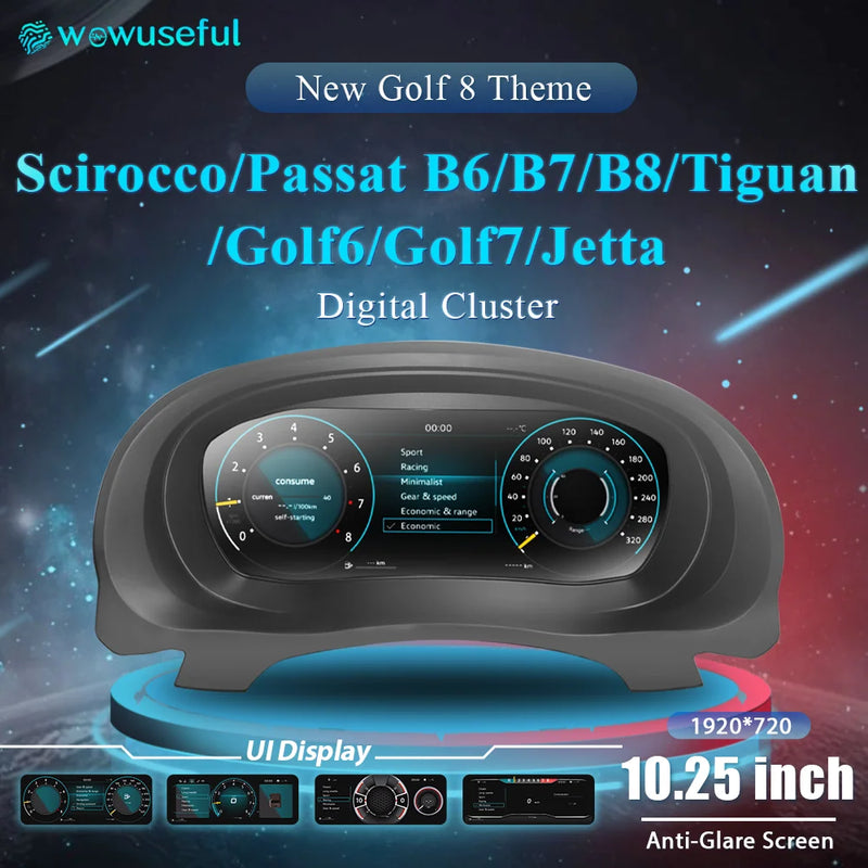 12.3'' Lcd Digital Dashboard Cluster For VW Scirocco Jetta Golf 6 7 MK7 Passat B8 B7 modify Auto Radio Instrument Paneel Cockpit