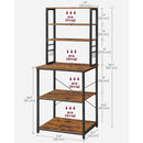 VASAGLE Kitchen Storage Rack, Coffee Bar, Baker s Rack, Total 6 Shelves and 6 Hooks, for Microwave, Steel Frame, 40 x 60 x 167cm