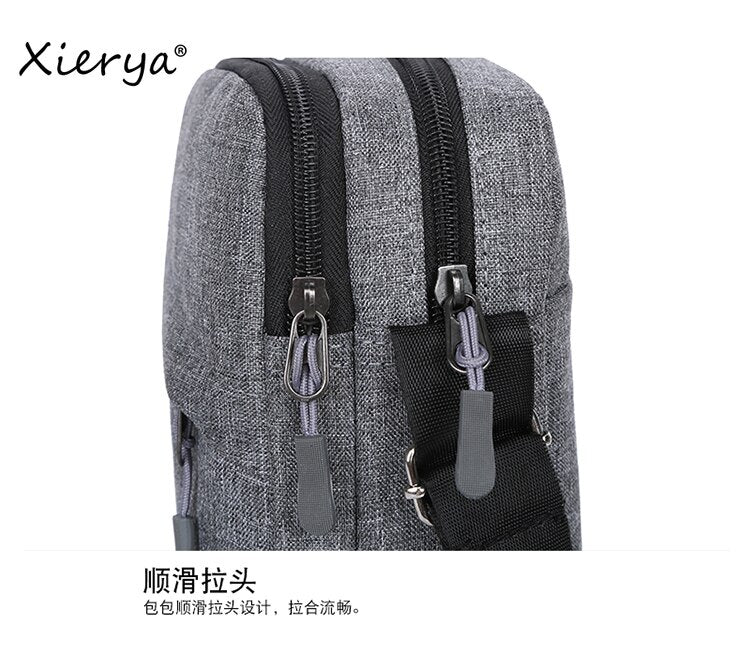 Xierya Men Messenger Bags Canvas Shoulder Bag Mens Simple Waterproof Crossbody Bag Travel Mini Satchel Bag for Man Waist Packet