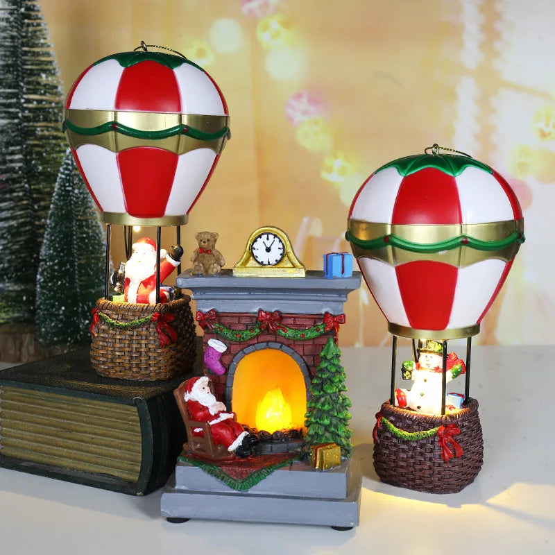 Snowman Santa Claus Christmas Kids Gifts Christmas Home Bedroom Decoration Hot Air Balloon Christmas LED Lights Decorations