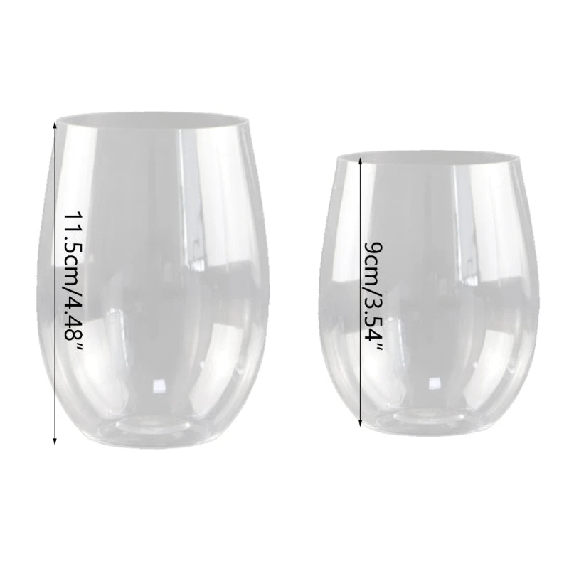 Plastic Stemless Wine Glasses Disposable 12 Oz 16 Oz Clear Plastic Wine Cups Shatterproof Recyclable and BPA Free 87HA