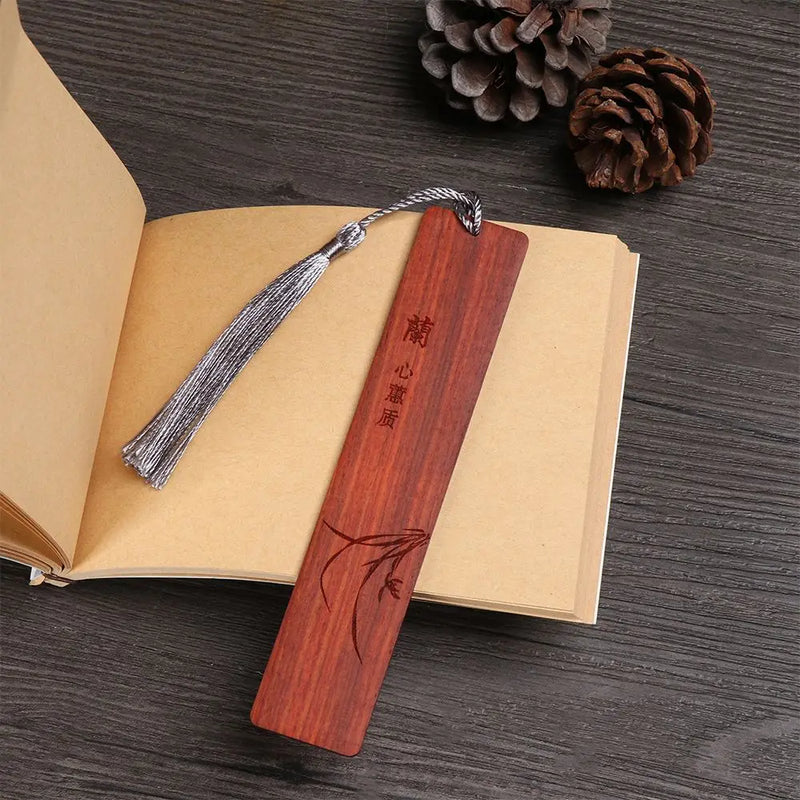 Bookmark Book Clip Pagination Mark Sandalwood Label Chinese Style Vintage Solid Wood Crafts Stationery School Office Supplies