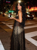 Weird Puss Backless Sexy Women Camisole Leopard Mesh Patchwork Ruffles Sexy Club Party Midnight Hot Girls Wild Coquette Maxi Top