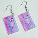 New Valentine's Day Earrings Love Letter Shiny Pink Butterfly Love Tape Simple Acrylic Earrings Valentine's Day Decorative Gift