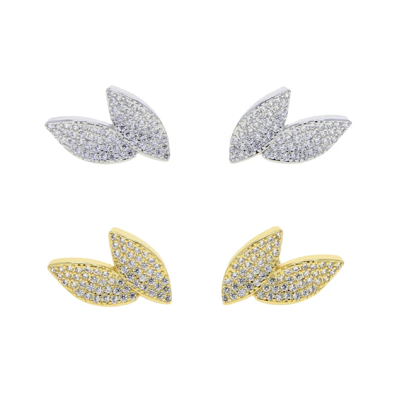 Shiny Marquise Leaf Cubic Zirconia CZ Paved Delicate Stud Earrings for Women Wedding Party Assorted Styles Jewelry Pendanties