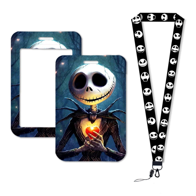 The Nightmare Before Christmas Jack Sally Lanyards Keychain Card Badge Holder ID Credit Card Pass Hang Rope Halloween Gift