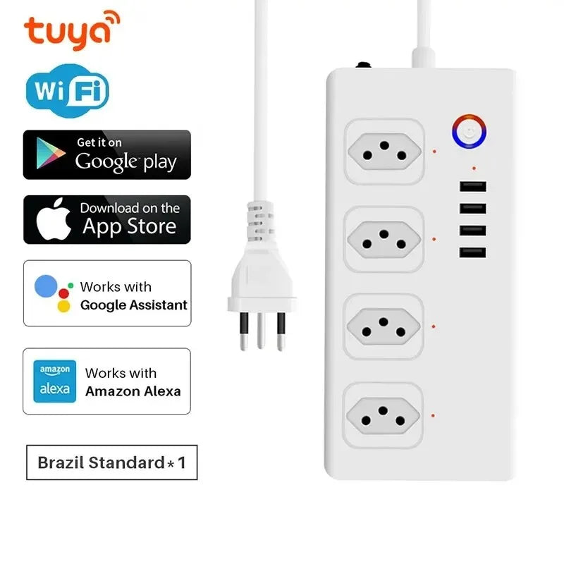 Smart socket WiFi Power Strip Multi Plug With 4 Plug 4USB Port Compatible With alexa google home Smart home Tuya Smart smartlife