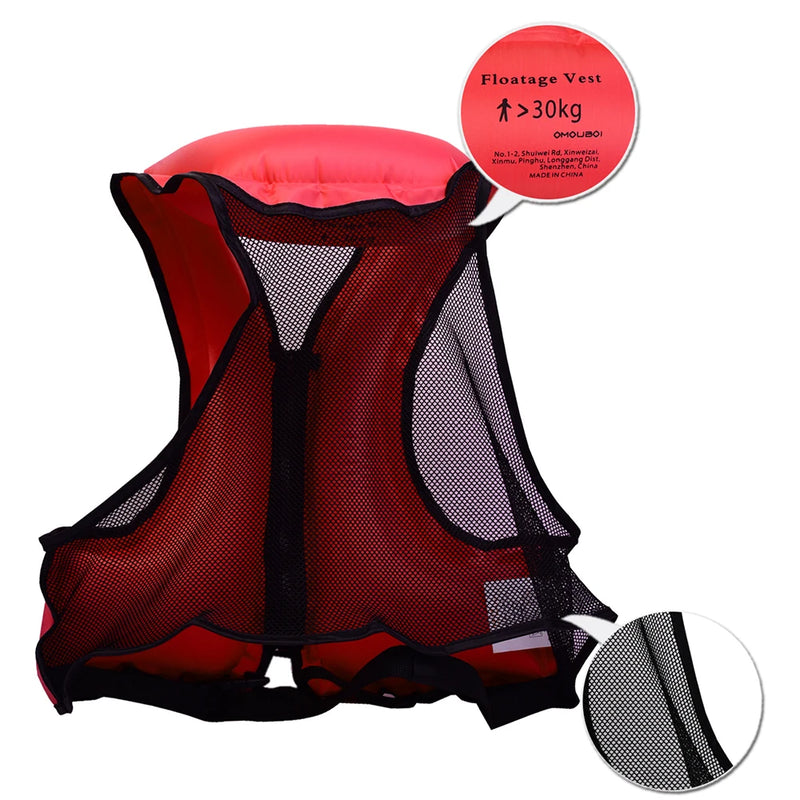 Adult Inflatable Swim Vest Life Jacket for Snorkeling Floating Device Swimming Drifting Surfing Water Sports Life Saving