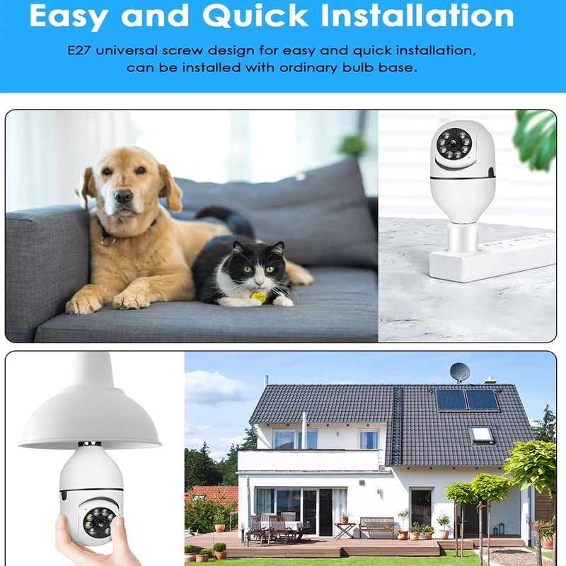 E27 Bulb Camera Wifi 1080P Tuya Full Color Automatic Human Tracking Night Vision Home Security Surveillance Cameras