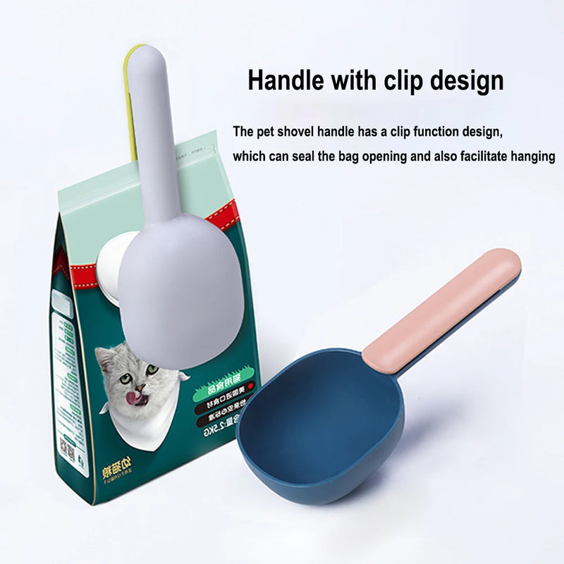 Pet Cat Dog Food Shovel with Sealing Bag Clip Spoon Multifunction Thicken Feeding Scoop Tool Creative Measuring Cup Pet Supplies