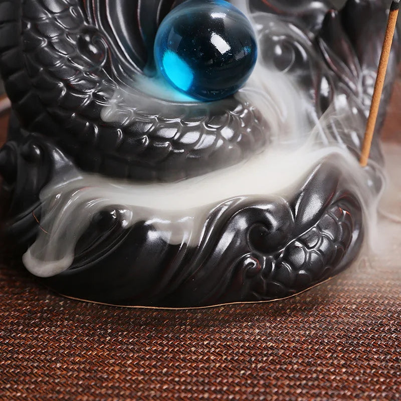 Dragon Ceramic Handicrafts Incense Stick Holder Home Ornaments Backflow Incense Burner(Without Incense)