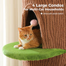 Large Cat Tree with 4 Spacious Condos Thick Scratching Post Flower Top Bed Tall Cat Tower for Indoor Luxury Cat House Bed Toys