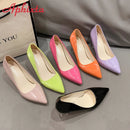 Aphixta 7cm High Heels Damen Orange Leder Pumps Weibliche Hochzeit Grüne Transparente Schuhe Drop Shipping Übergröße 30-50