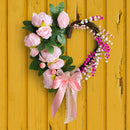Heart Shaped Peony Wreath, 13.77in Spring Wreath, Artificial Flower Wreath for Valentine's Day, Anniversary, Photography