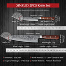 XINZUO 2PC Kitchen Knife Set Damascus Steel Knives Tools Paring Utility Santoku Chef Slicing Bread Kitchen Accessories Tools