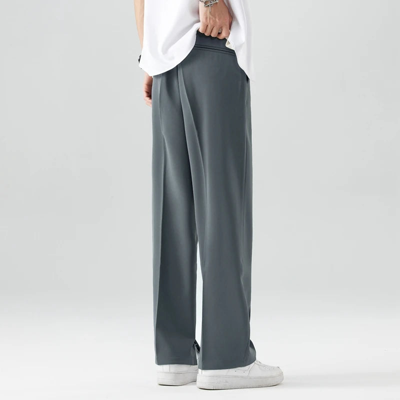 2024 New Casual Suit Pants  Light&Thin Korean Men's Pants Straight Loose Semi-Wide Sweatpants Soft Wide Leg Long Baggy Trousers
