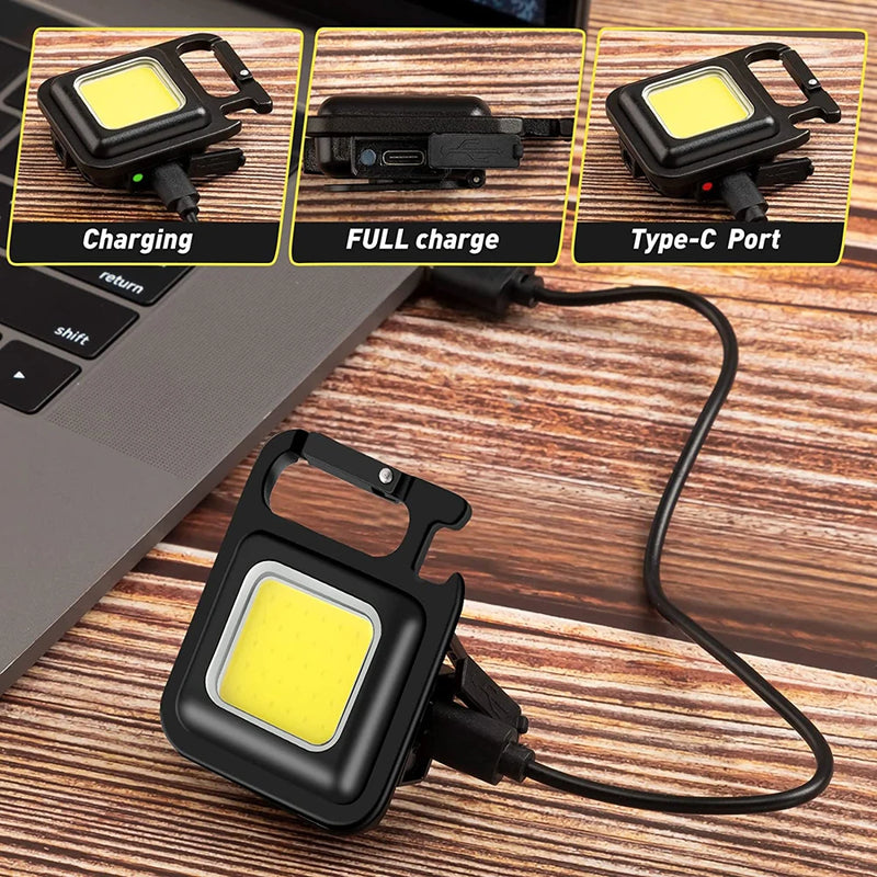 Super Bright 1500LM Work Light COB 500mah LED Flashlight Pocket Keychain USB Rechargeable Waterproof For Outdoor Camping