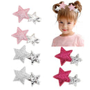 New Silver Star Hair Clip for Kids Girls Pink Glitter Hairpins Side Bangs Clip Barrettes Children Cute Headwear Hair Accessories