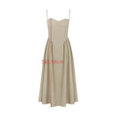 Dropshipping Pink Summer Dress 2024 New Arrivals Spaghetti Strap Elegant Midi Dress Fit and Flare Dress Sexy Women's Clothing