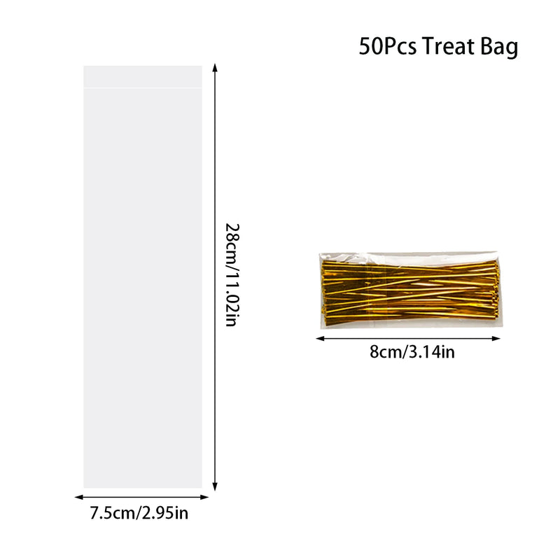 50/100pcs Long Clear Plastic Bag Lollipop Candy Cookie Bag Cellophane Bag Wedding Birthday Party Opp Food Gift Packing Bag