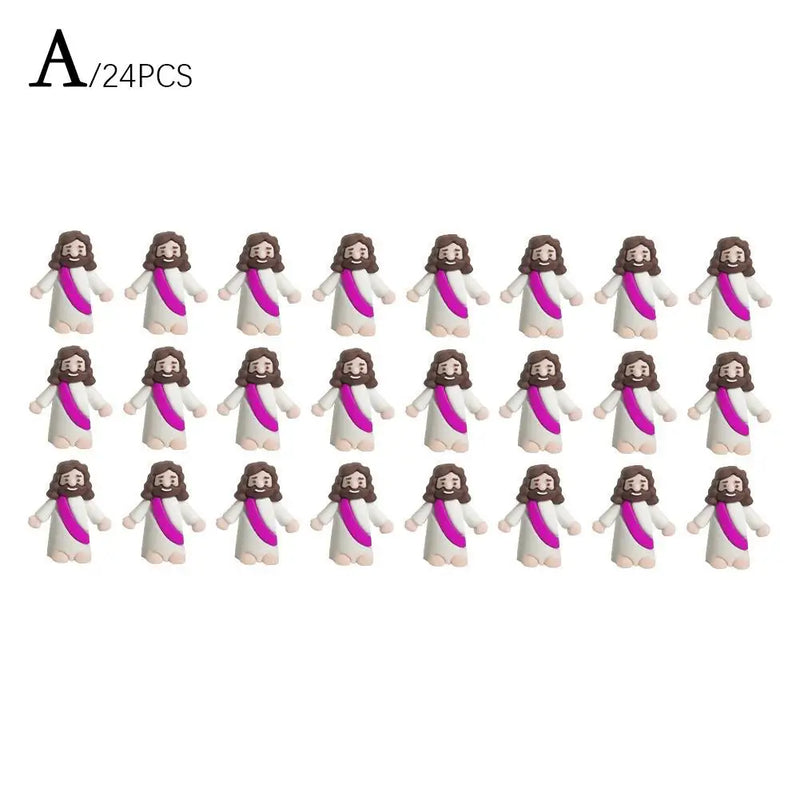 24/50/60pcs Mini Jesus Statue Easter Decoration Jesus Toys Figure Christ Religious Savior Jesus Doll Easter Supplies