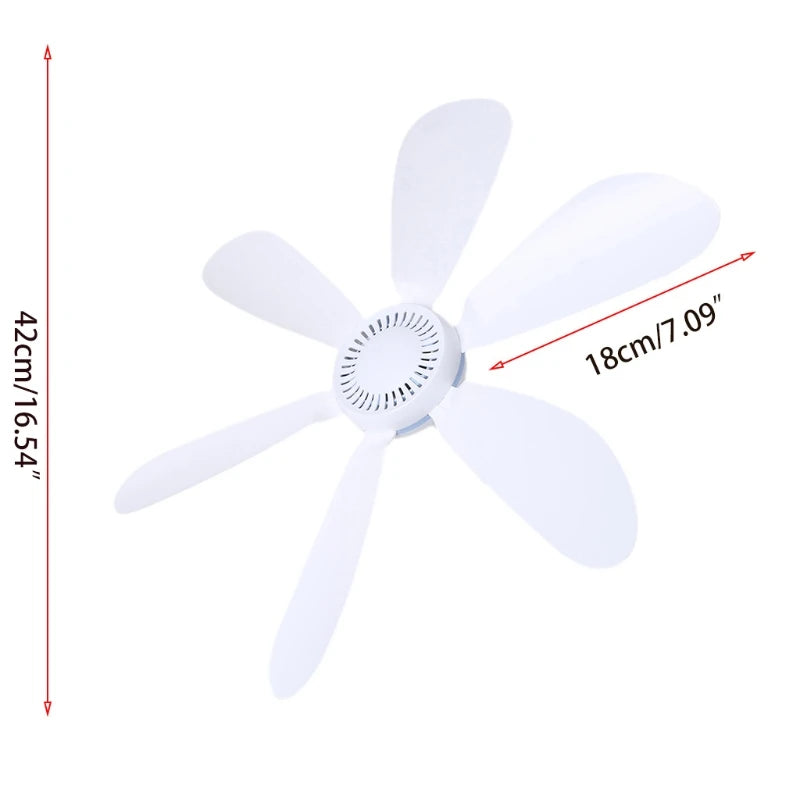 AC 220V 20W 6 Leaves 16.5" Ceiling Fan One Gear mini Fan bedroom fan with 180cm Cable and Power Switch Dropshipping