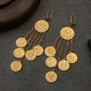 Neue Kupfer-Münz-Ohrringe, muslimische islamische Ohrhänger für Frauen, Schmuck, alte Münze, arabische ethnische Ohrringe, baumelnd