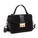 Miss Lulu WOMEN'S shoulder bag Medium Faux Leather & Suede Vintage Flap Crossbody Bag Oval Metal Ornate