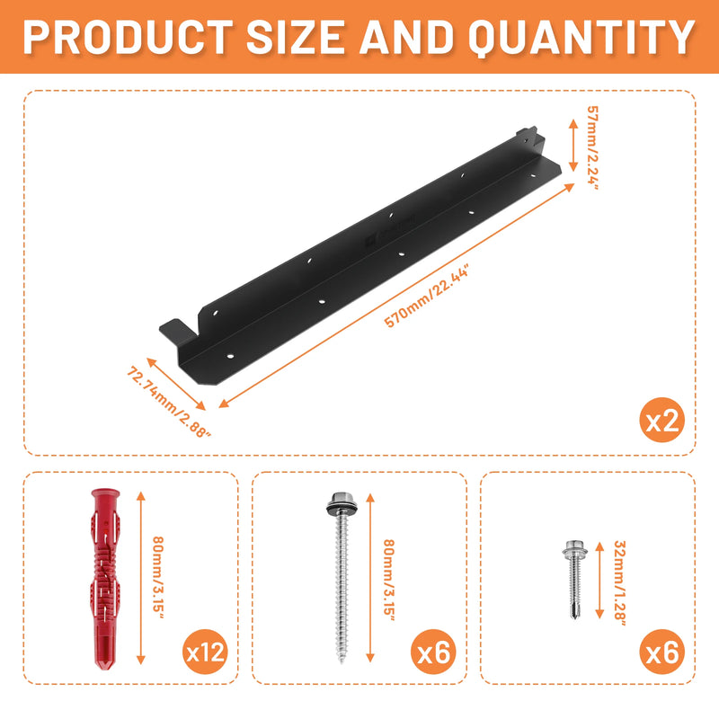 CP-SETUNO 2PCS Z-shaped Solar Panel Holder, Solar Panel 50-450w, Suitable for Motorhomes, Boats and Wall Mounting, for One Solar