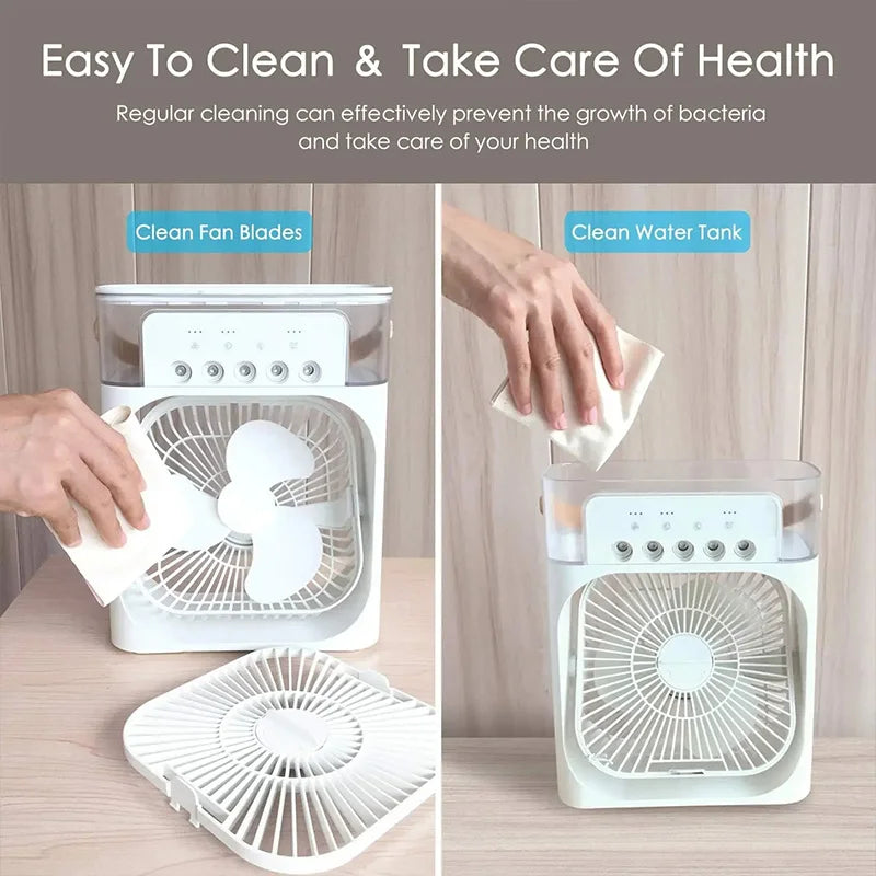 Humidifier Cooler Fan 3 Gear Air Conditioner Cooler Portable USB Chargeable Desktop Spray Fans For Office Dormitory Room Cooling