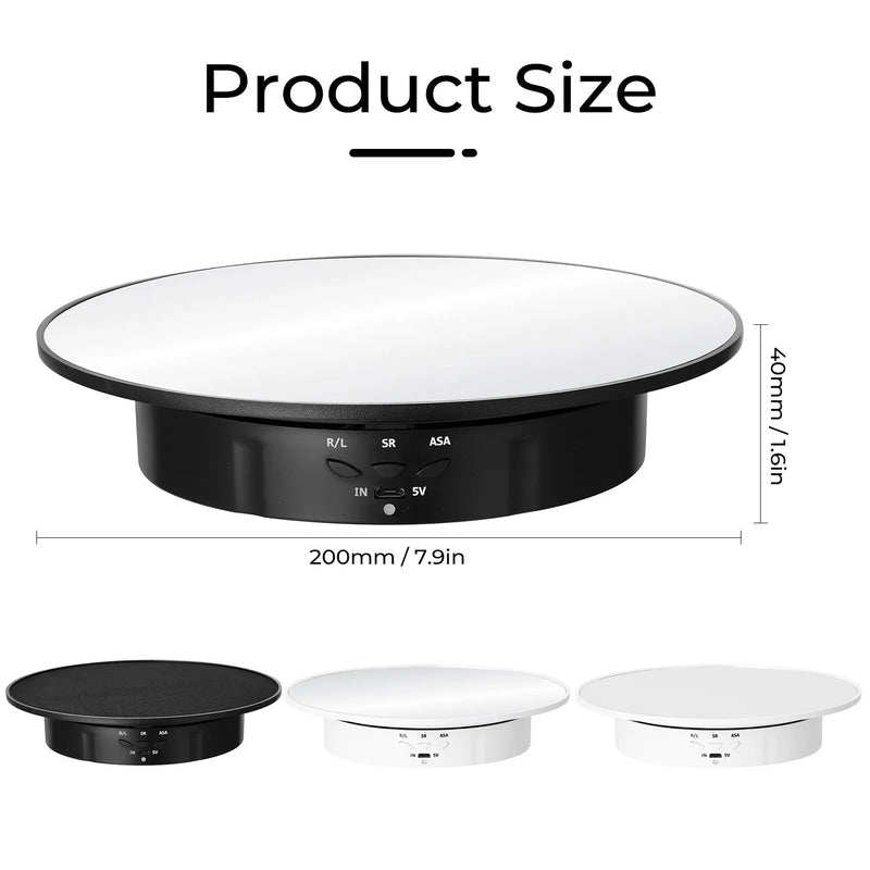 200mm 3 Speeds Photography Rotating Display Stand 360 Electric Rotating Product Display Turntable For Video Shooting