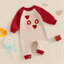 Valentine s Day Heart Print Long Sleeve Romper Jumpsuit for Infants Toddler Boys Girls Full Length Sweatshirt Bodysuit